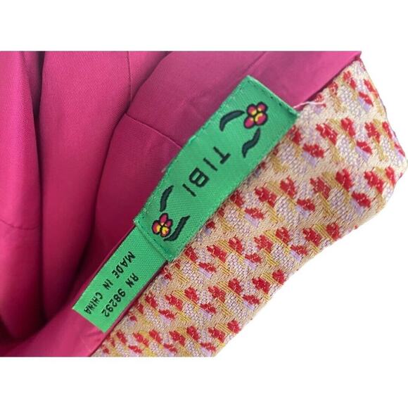 Medium Tibi Flared Pink Gold Patterned Lined 100% Silk Skirt - Picture 6 of 6